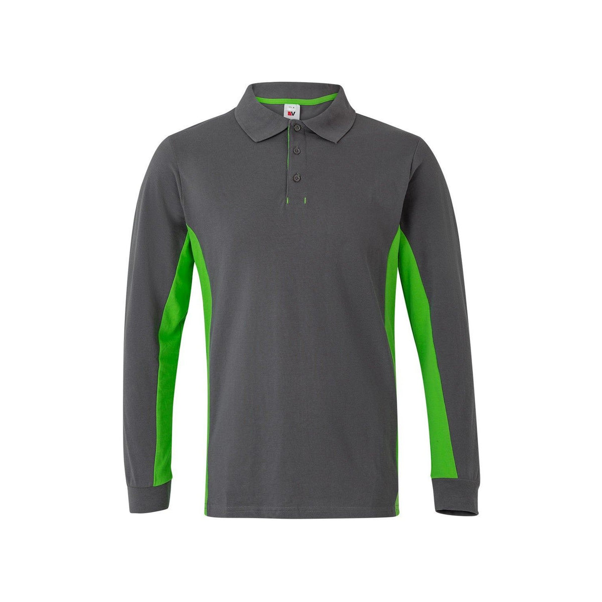 Polo de trabajo bicolor manga larga Velilla 105514 - Gris / verde lima