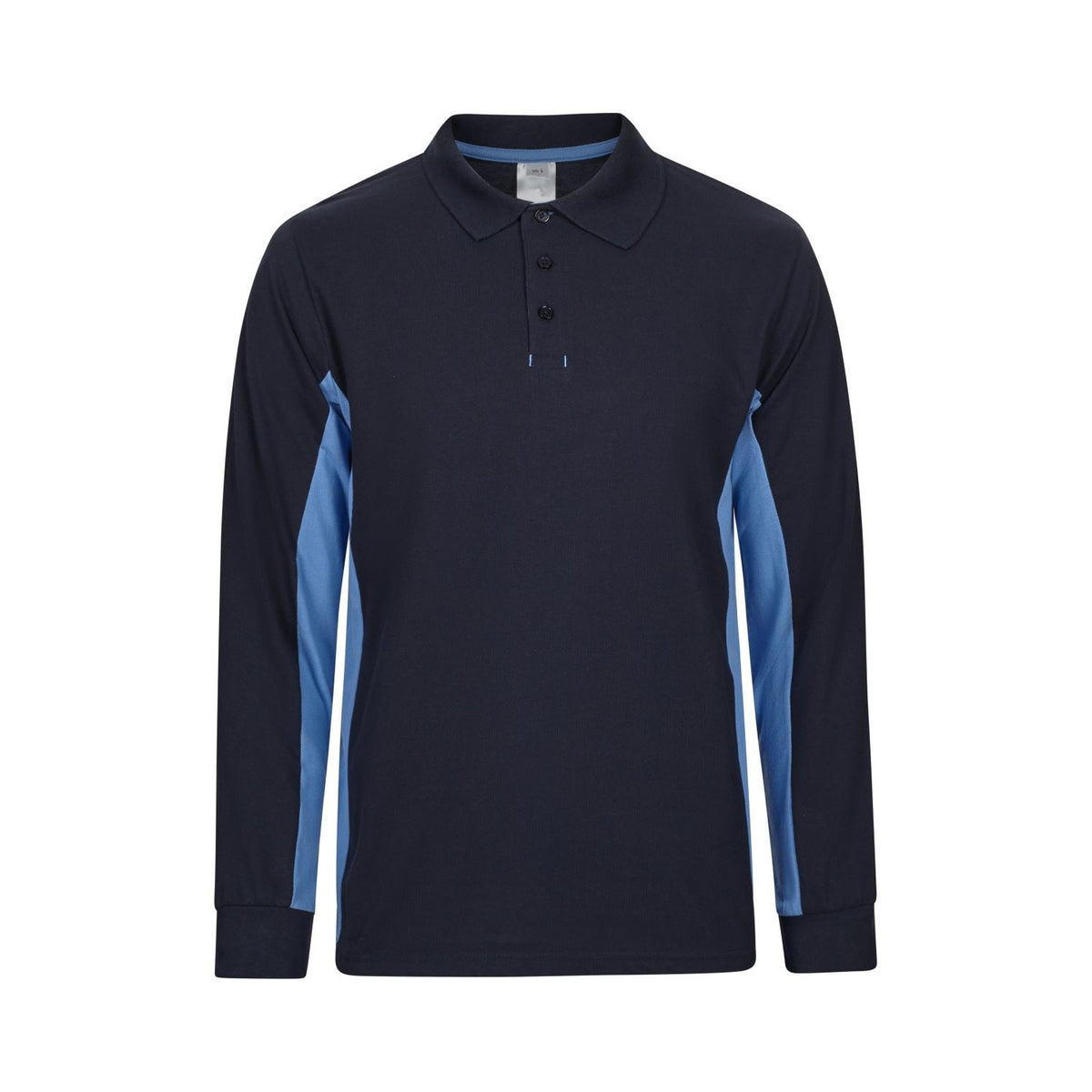 Polo de trabajo bicolor manga larga Velilla 105514 - Azul navy / celeste