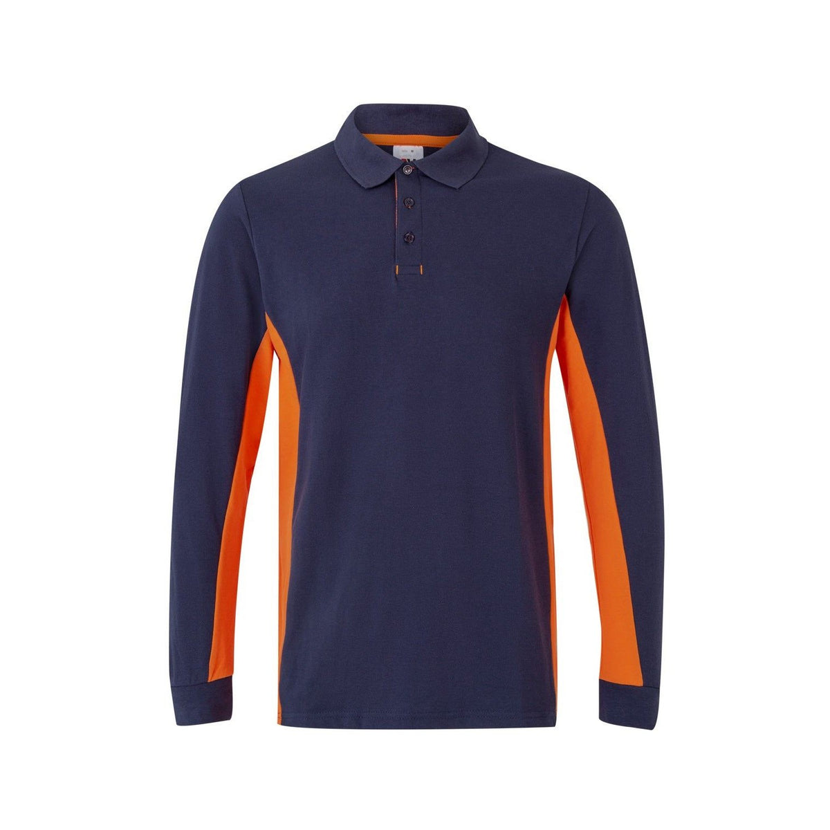 Polo de trabajo bicolor manga larga Velilla 105514 - Azul navy / naranja