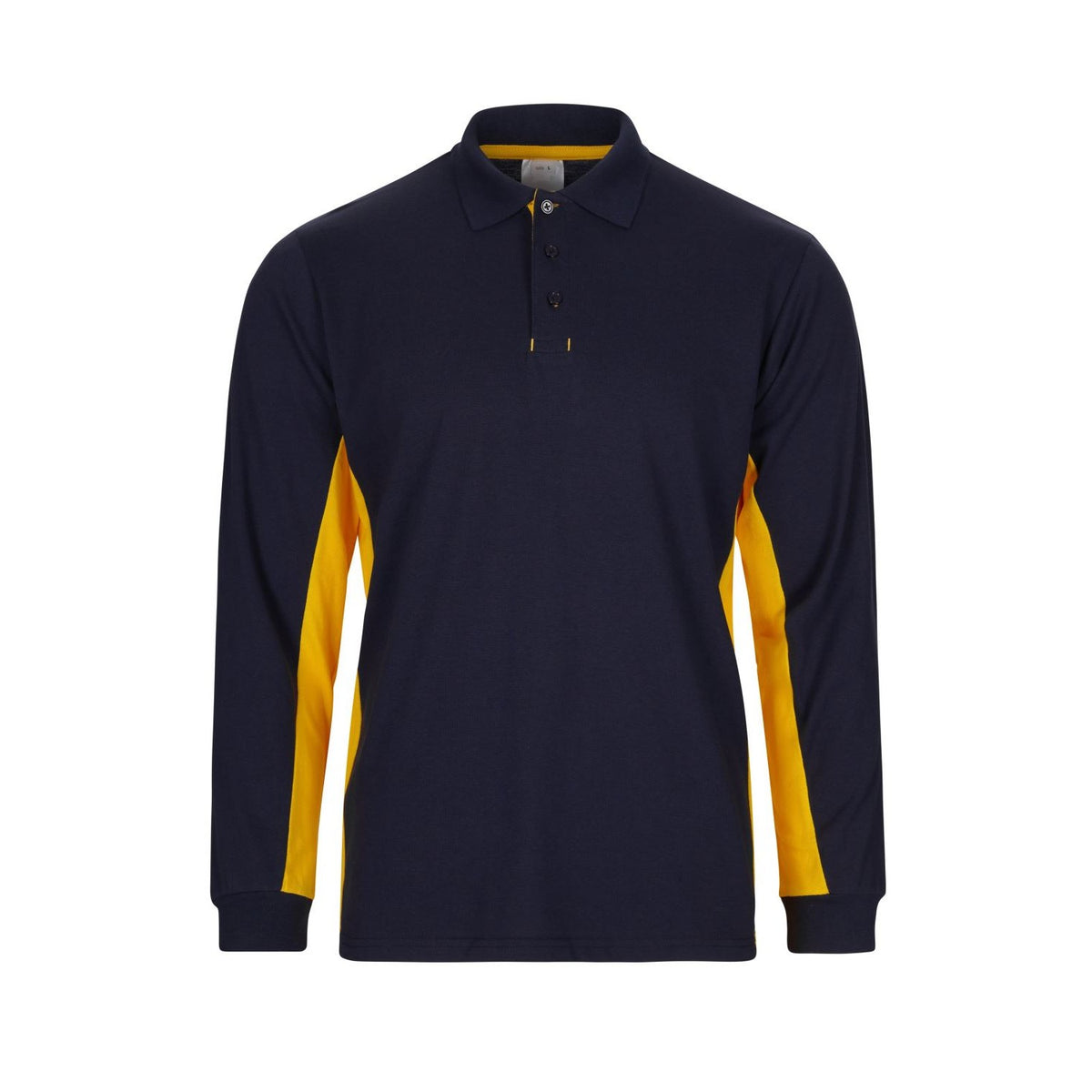 Polo de trabajo bicolor manga larga Velilla 105514 - Azul navy / amarillo
