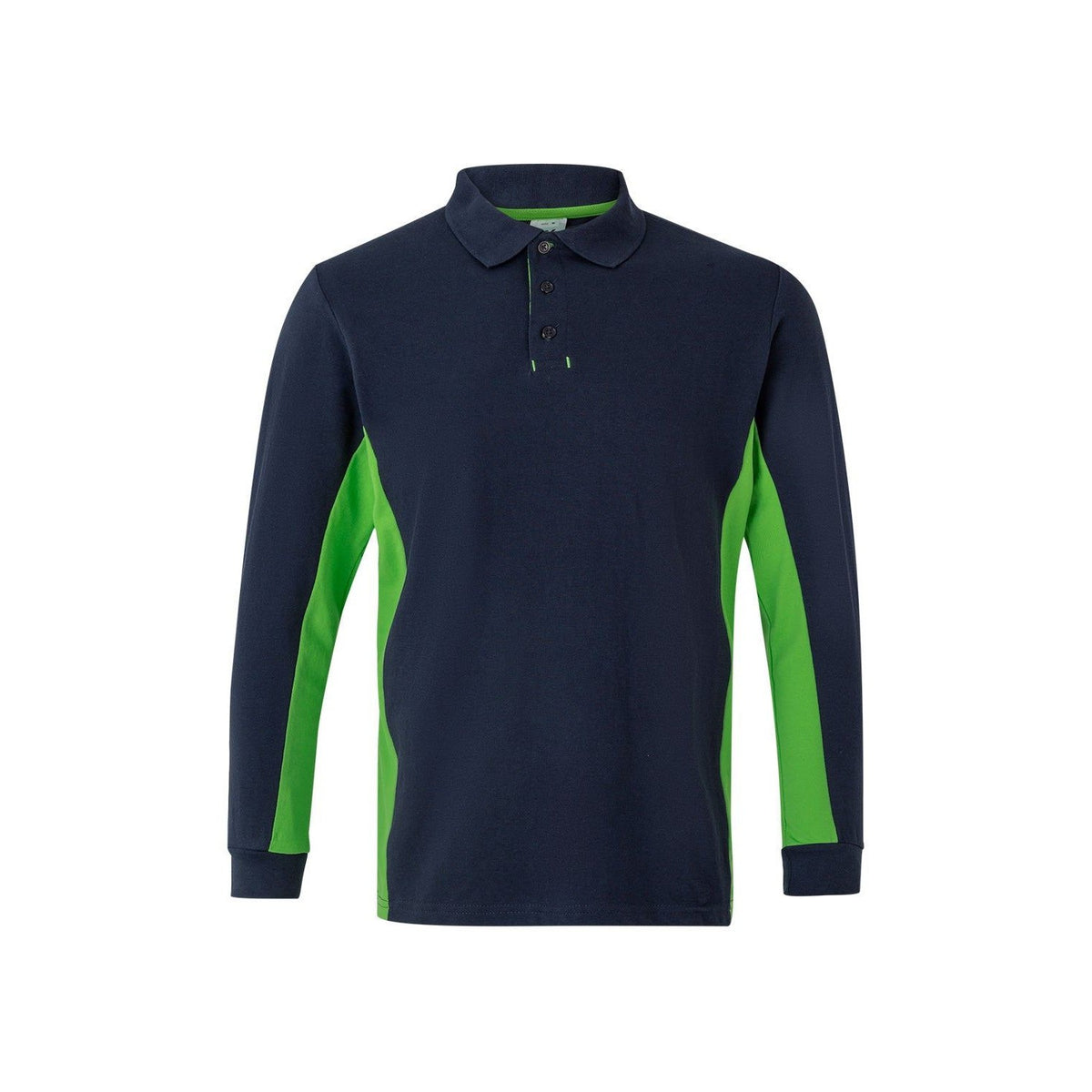 Polo de trabajo bicolor manga larga Velilla 105514 - Azul navy / verde lima