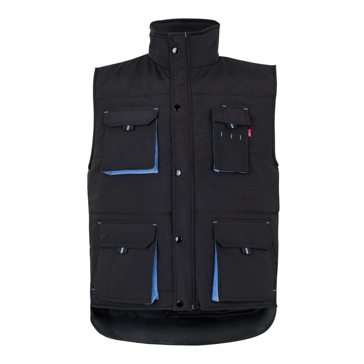 Chaleco de trabajo acolchado bicolor multibolsillos Velilla 205902 - Negro / celeste