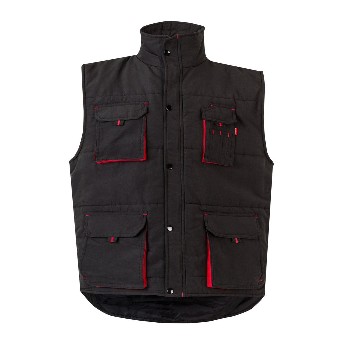 Chaleco de trabajo acolchado bicolor multibolsillos Velilla 205902 - Negro / rojo