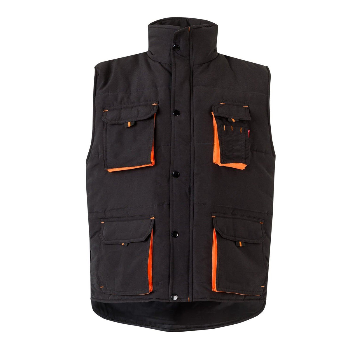 Chaleco de trabajo acolchado bicolor multibolsillos Velilla 205902 - Negro / naranja