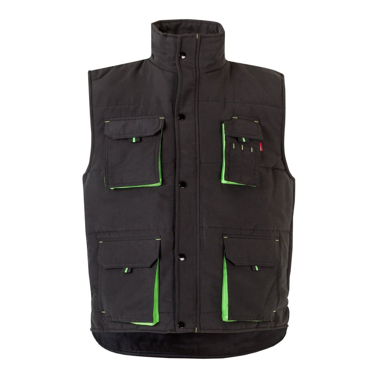 Chaleco de trabajo acolchado bicolor multibolsillos Velilla 205902 - Negro / verde lima