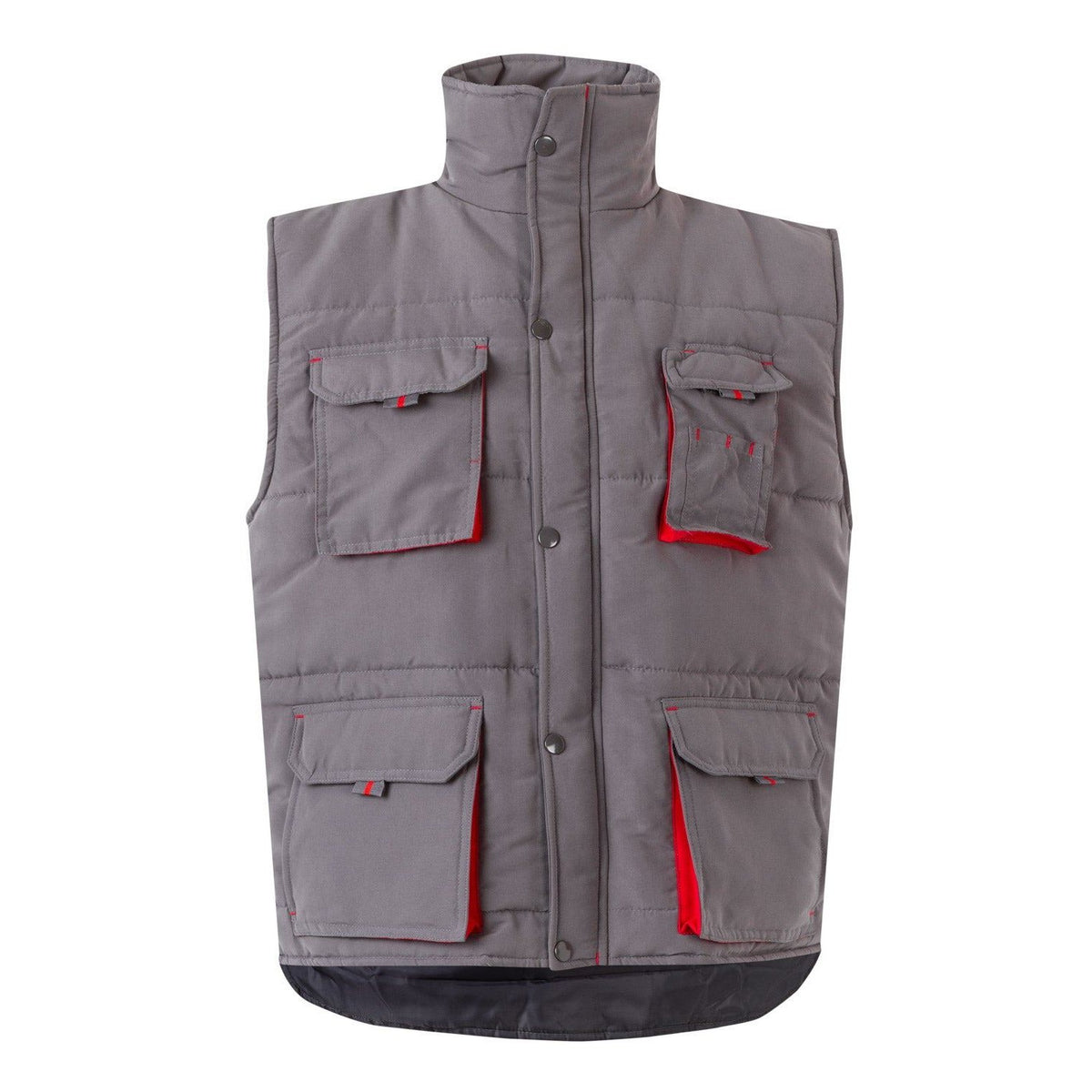 Chaleco de trabajo acolchado bicolor multibolsillos Velilla 205902 - Gris / rojo
