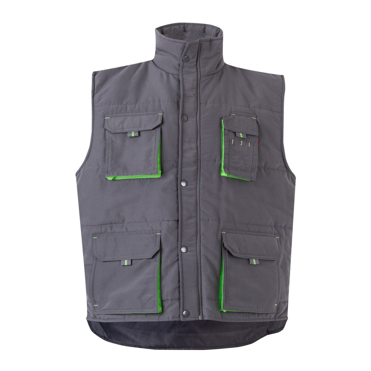 Chaleco de trabajo acolchado bicolor multibolsillos Velilla 205902 - Gris / verde lima