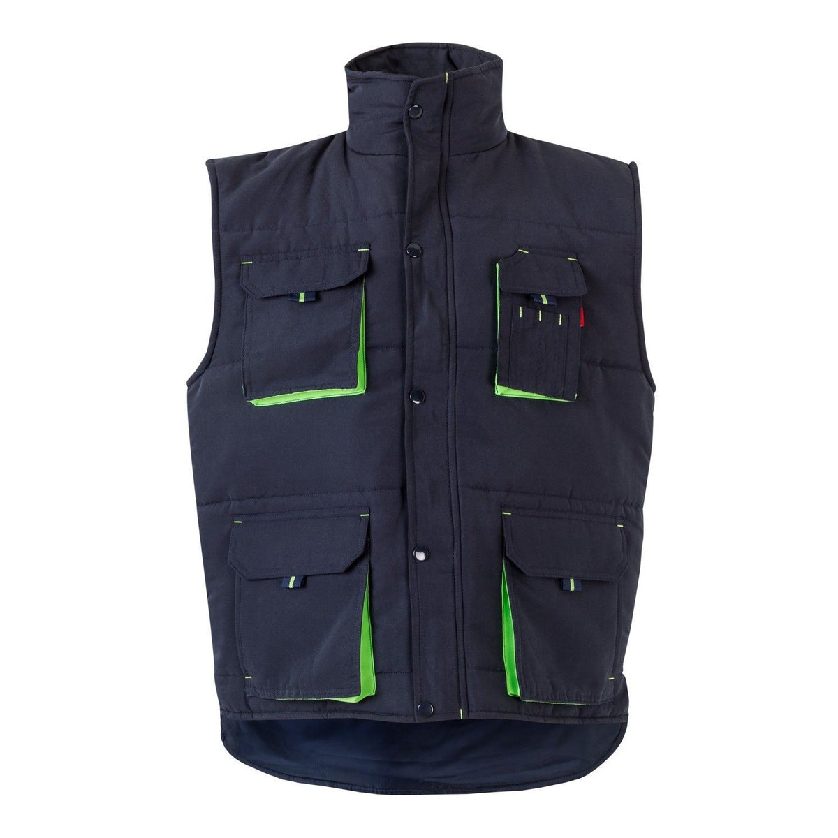 Chaleco de trabajo acolchado bicolor multibolsillos Velilla 205902 - Azul navy / verde lima