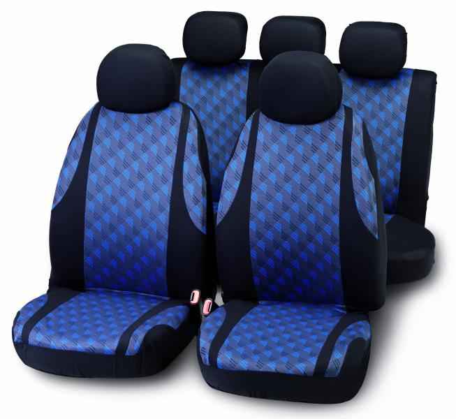 JUEGO FUNDAS JAQUARD ELASTICAS NEGRO/AZUL