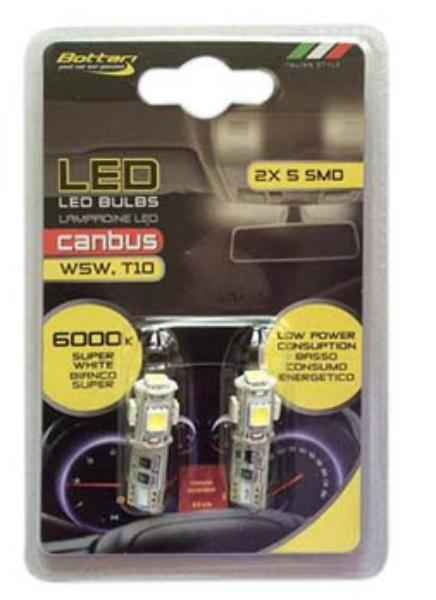 T10 CANBUS 5SMD 5050 12V WHITE 2 UNIDADES BLISTER