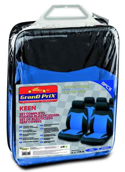JUEGO FUNDAS KEEN ELASTICAS NEGRO/AZUL