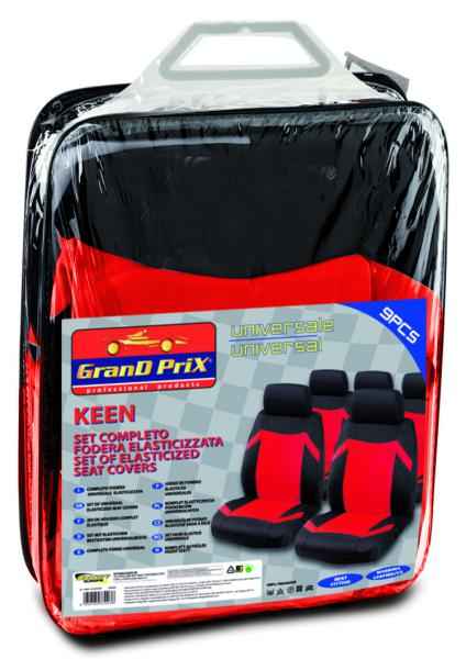 JUEGO FUNDAS KEEN ELASTICAS NEGRO/ROJO
