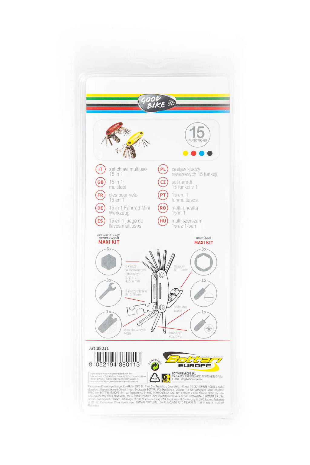 KIT MULTIHERRAMIENTA REPARA BICI 15 FUNCIONES - COLORES SURTIDOS