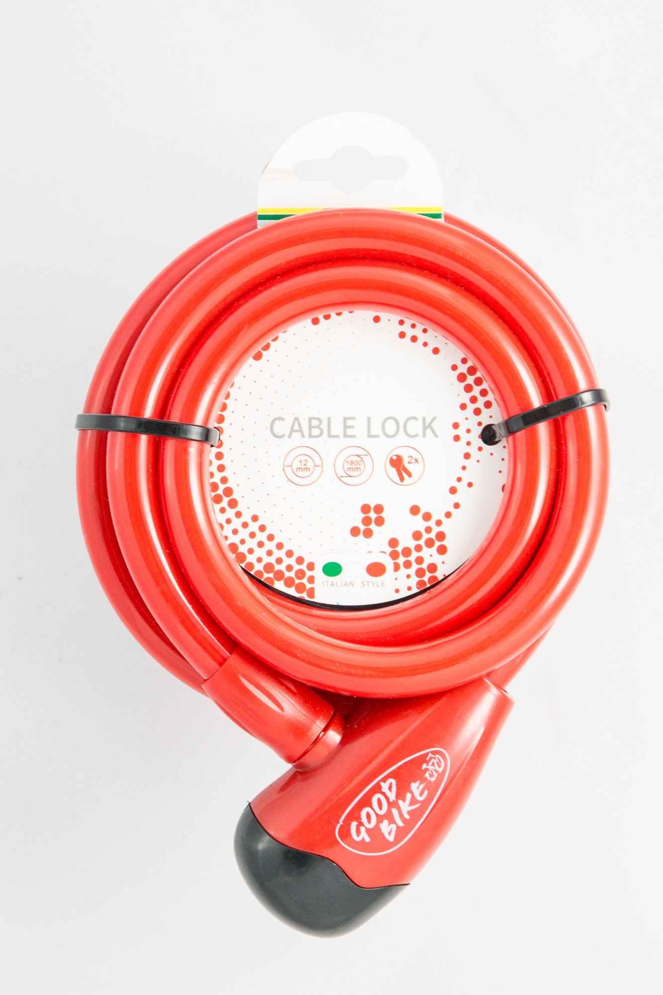 CABLE DE SEGURIDAD CON 2 LLAVES. DIAMETRO 12 MM Y LONGITUD 1800 MM