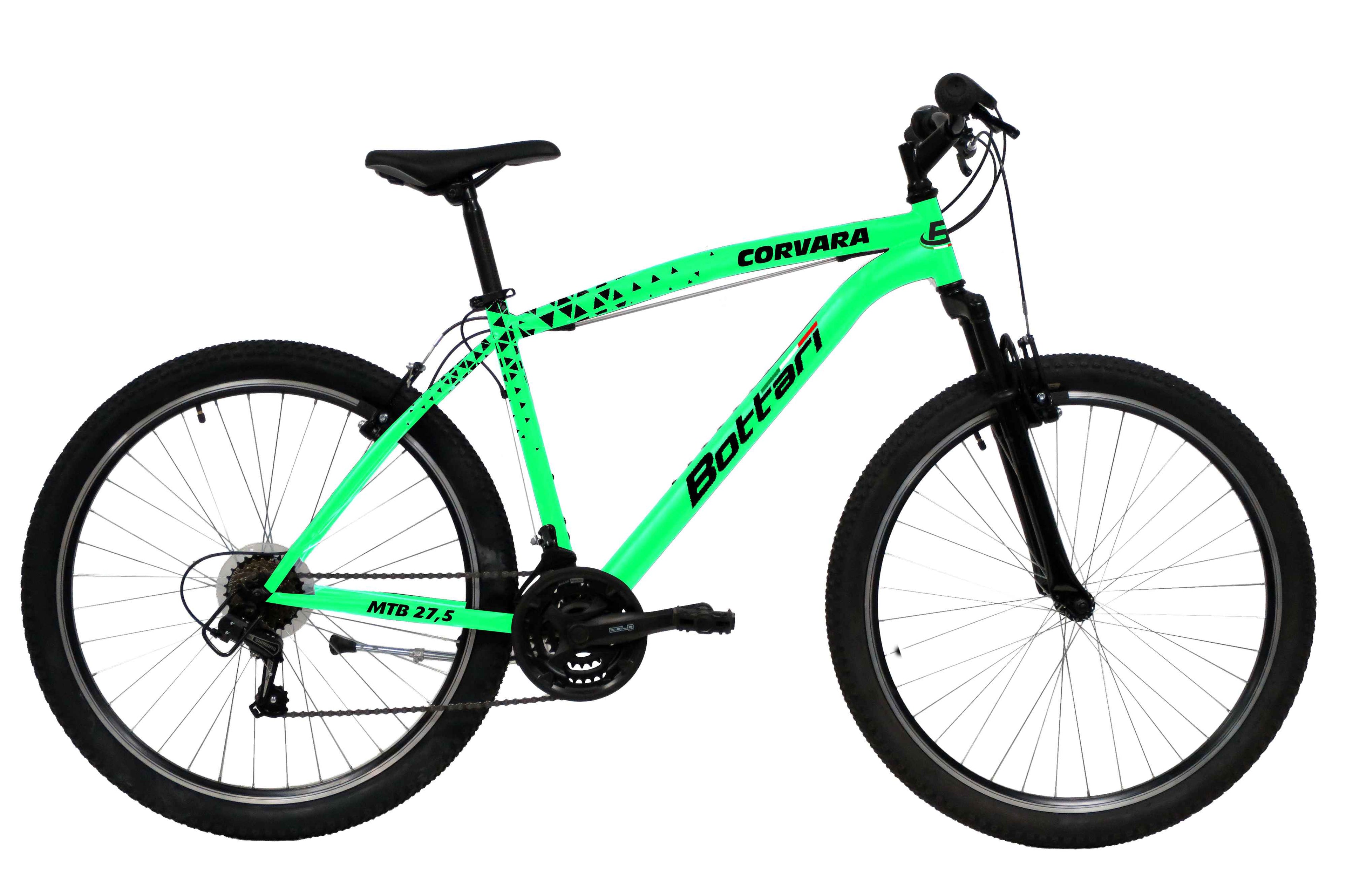 Bicicleta MTB 27.5 CUADRO DE ACERO "CORVARA" SHIMANO 21 VELOCIDADES TY21 FRENOS DELANTEROS Y TRASEROS EN V - COLOR PRI
