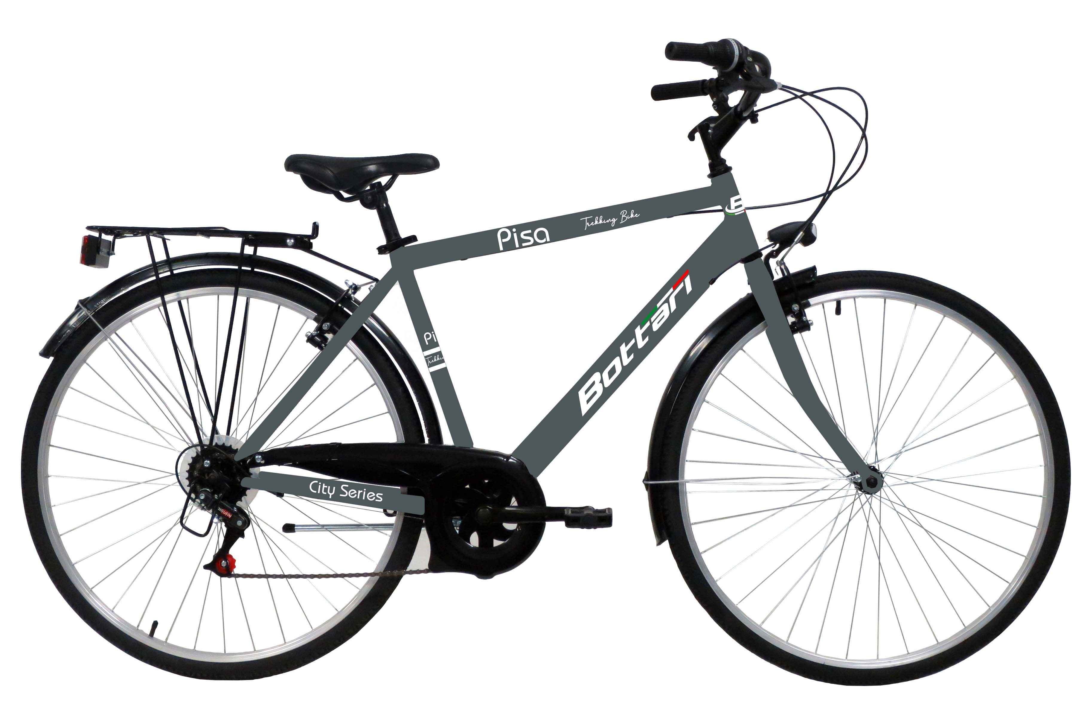 BICICLETA DE TREKKING 28 "PISA" CUADRO DE ACERO 6 VELOCIDADES HOMBRE - COLOR PRINCIPAL NEGRO