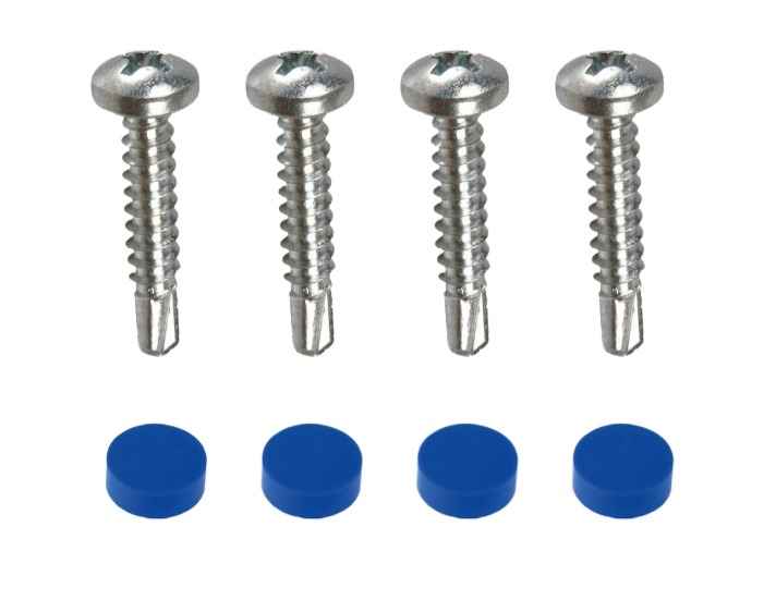 Tornillo roscachapa y tapon cubretornillo azul