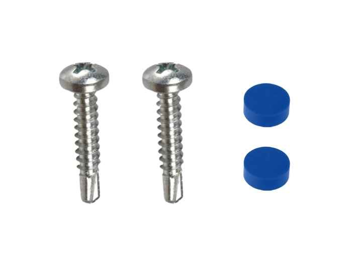 Tornillo roscachapa y tapon cubretornillo azul