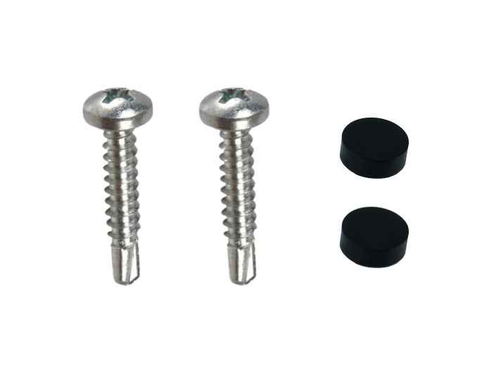 Tornillo roscachapa y tapon cubretornillo negro