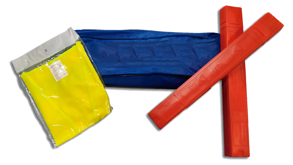 Kit emergencia Nylon (2 triangulos + 1 chaleco) - Personalizado a 1 color
