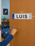 Placa Decorativa Infantil Personalizada 34x11 cm Estilo Matrícula Europea