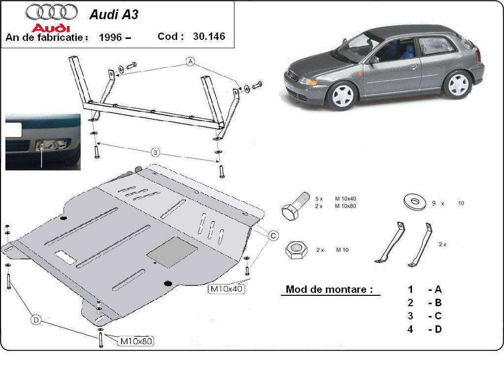 Cubre cárter metálico Audi A3 (1996-2003) a medida
