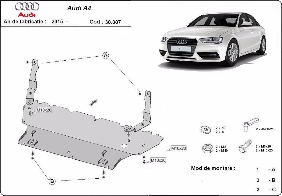 Cubre cárter metálico Audi A4 B9 (2015-actualidad) a medida
