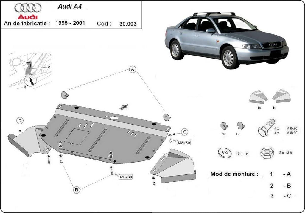 Cubre cárter metálico Audi A4 B5 (1995-2000) a medida