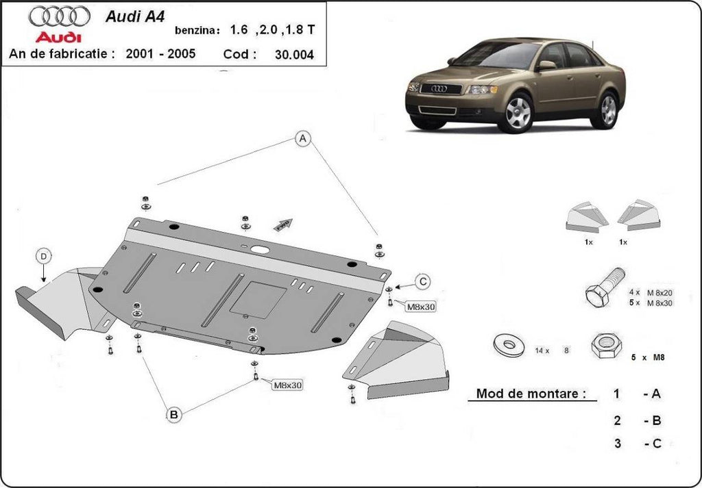 Cubre cárter metálico Audi A4 B6 (2000-2005) a medida