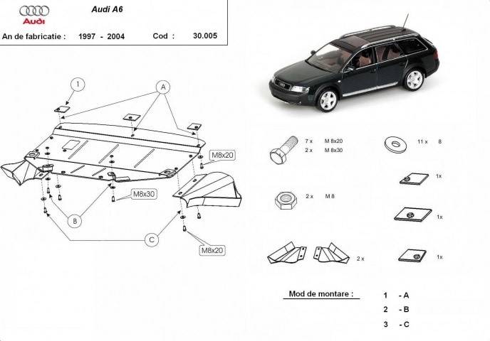 Cubre cárter metálico Audi A6 (1997-2004) a medida