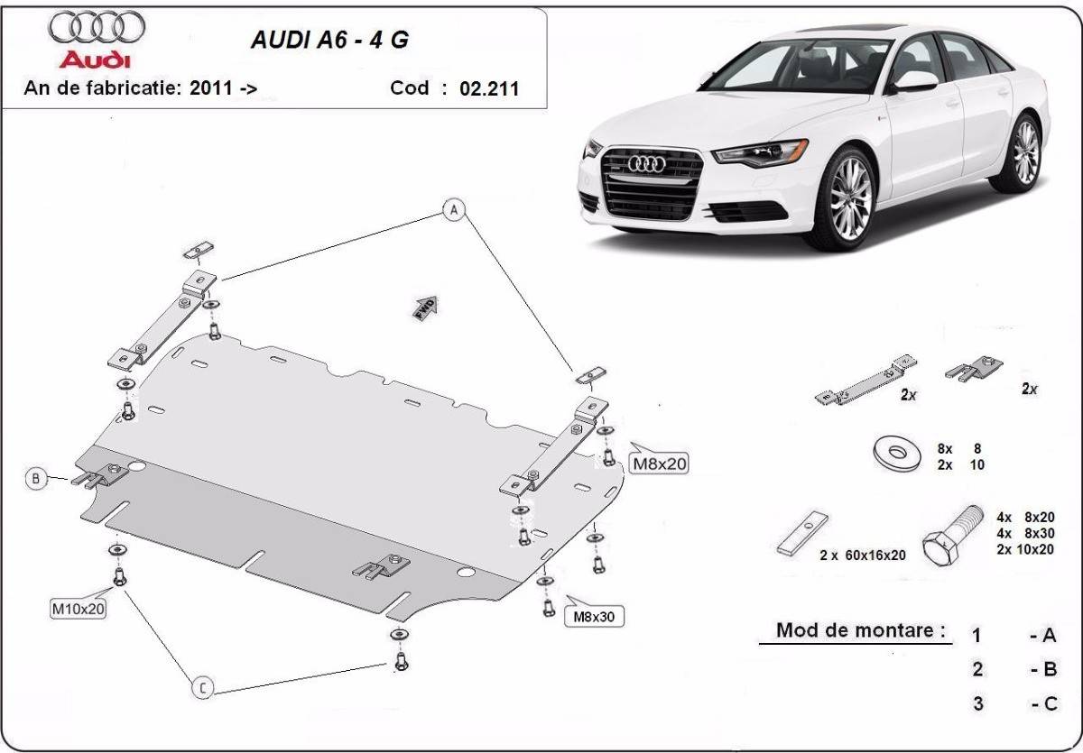 Cubre cárter metálico Audi A6 (2011-2018) a medida