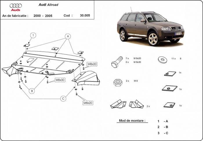 Cubre cárter metálico Audi Allroad A6 (2000-2005) a medida