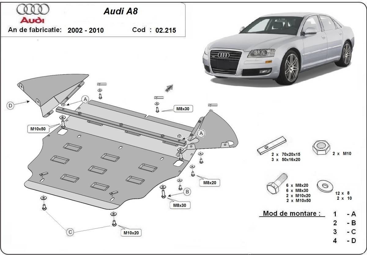 Cubre cárter metálico Audi A8 (2002-2010) a medida