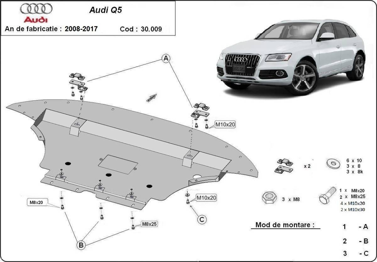 Cubre cárter metálico Audi Q5 (2008-2017) a medida