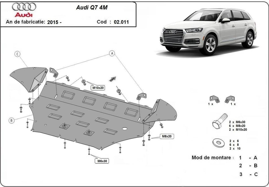 Cubre cárter metálico Audi Q7 (2015-actualidad) a medida