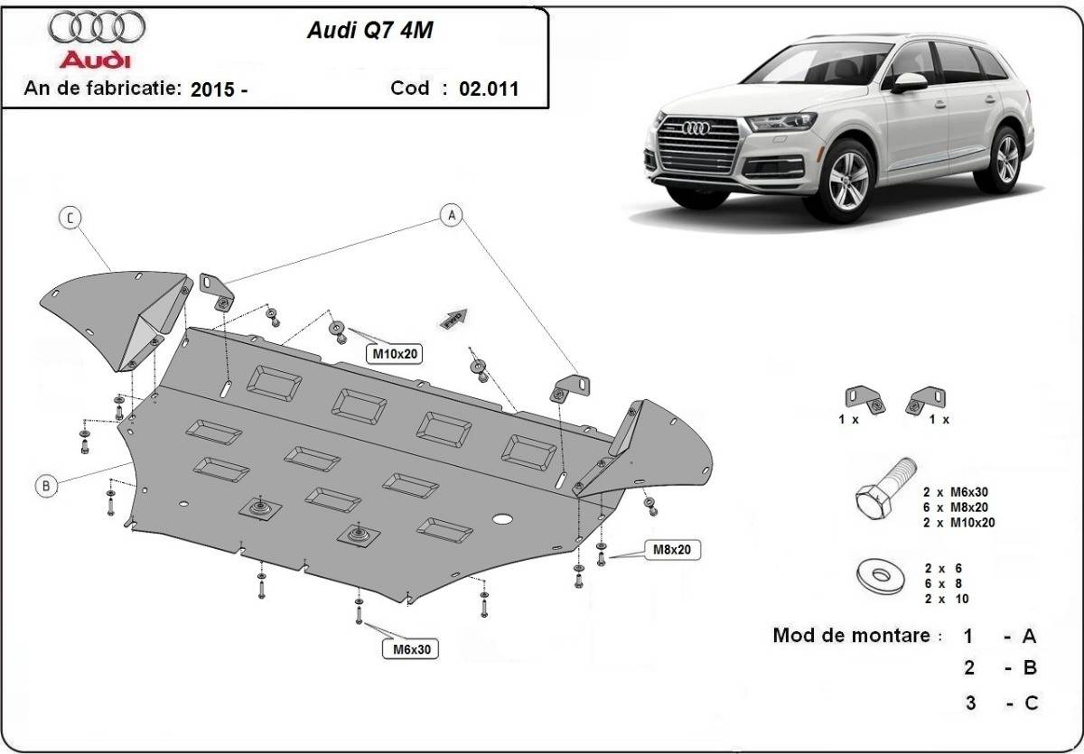 Cubre cárter metálico Audi Q7 (2015-actualidad) a medida