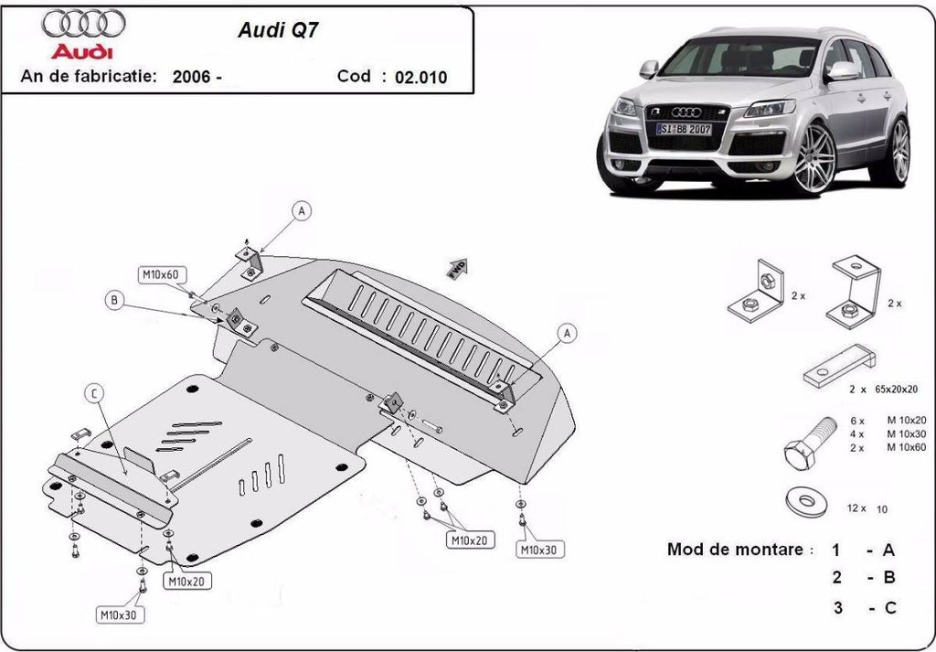 Cubre cárter metálico Audi Q7 S-Line "02.010S" (2006-2015) a medida