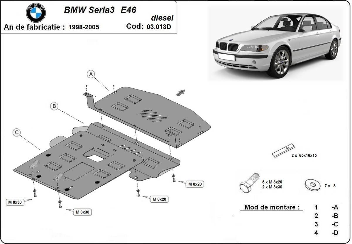 Cubre cárter metálico BMW Serie 3 E46 - Diesel "03.013D" (1998-2005) a medida