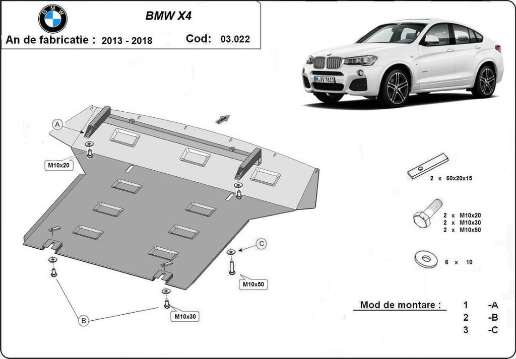 Cubre cárter metálico BMW X4 (2014-2018) a medida