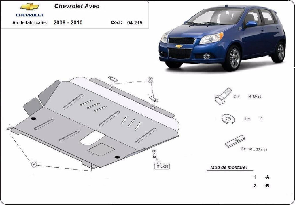 Cubre cárter metálico Chevrolet Aveo (2008-2011) a medida
