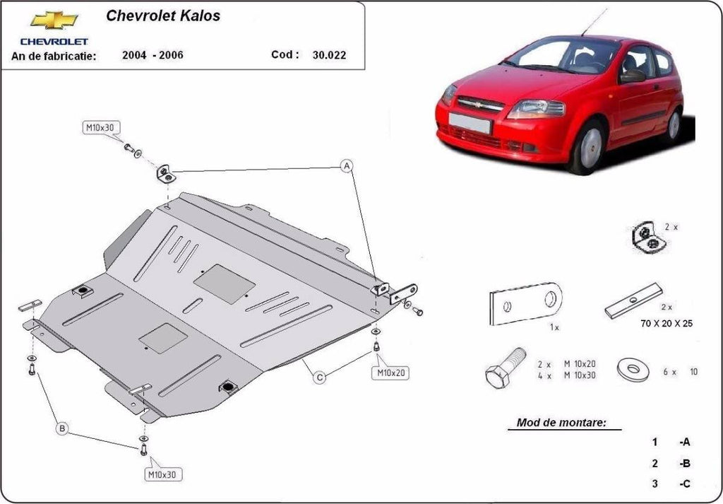 Cubre cárter metálico Chevrolet Kalos (2004-2008) a medida