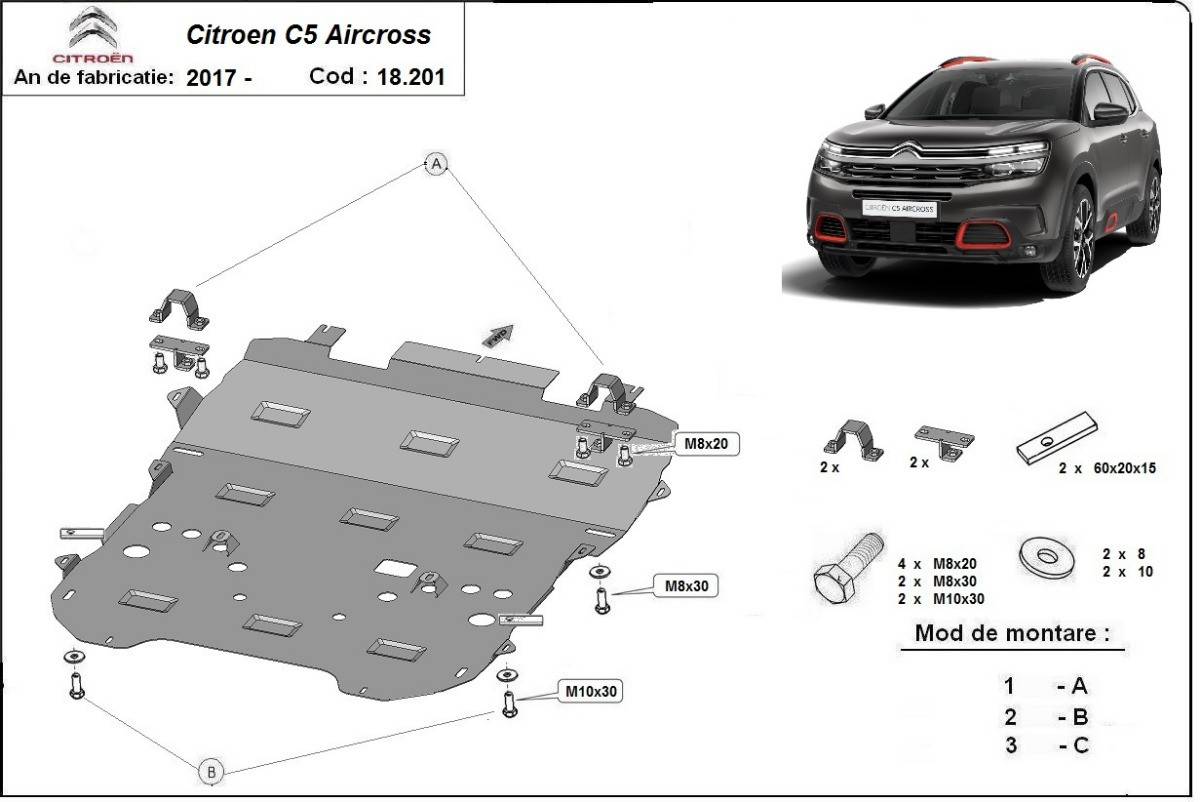 Cubre cárter metálico Citroën C5 Aircross (2017-actualidad) a medida