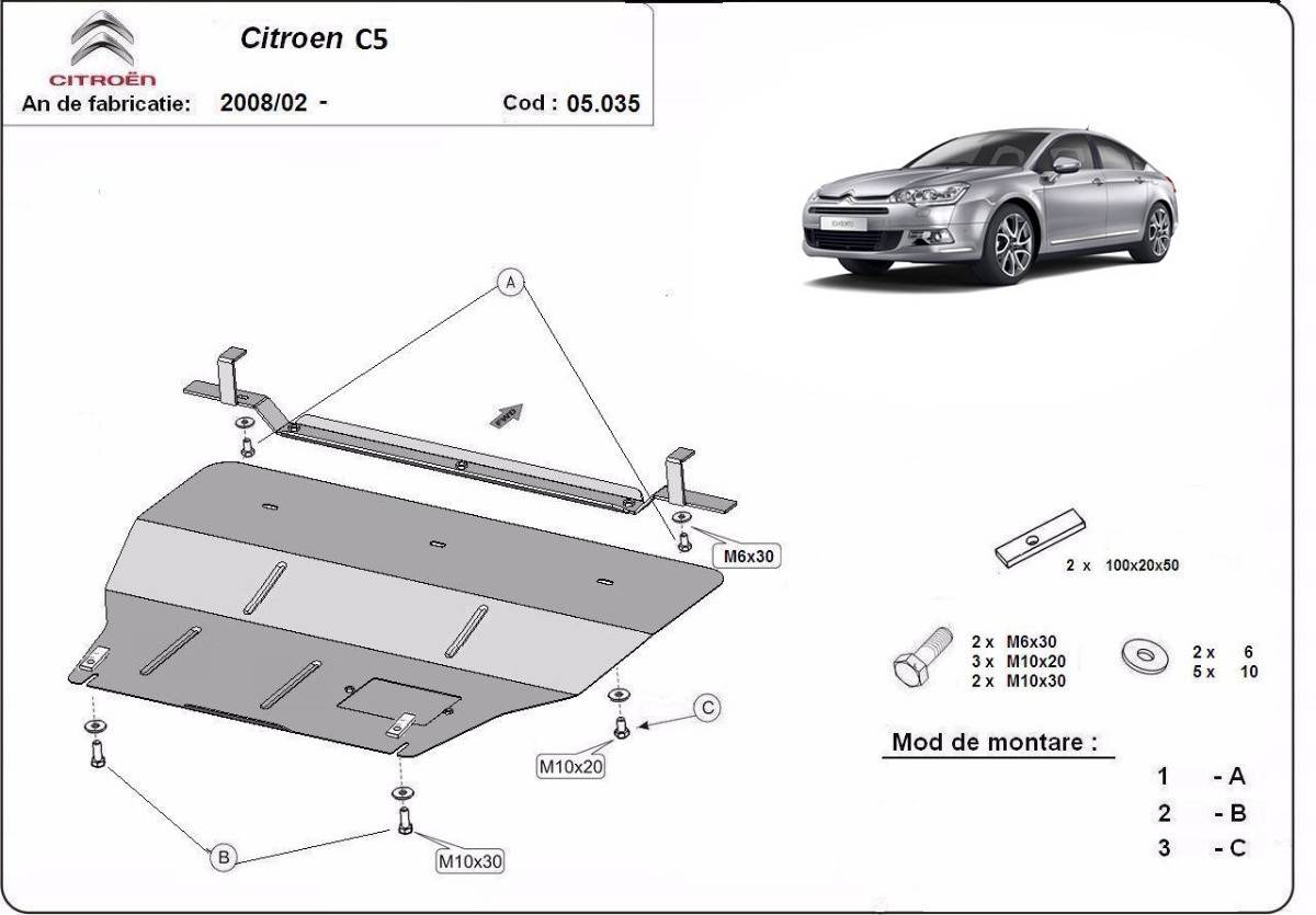 Cubre cárter metálico Citroën C5 (2008-2017) a medida