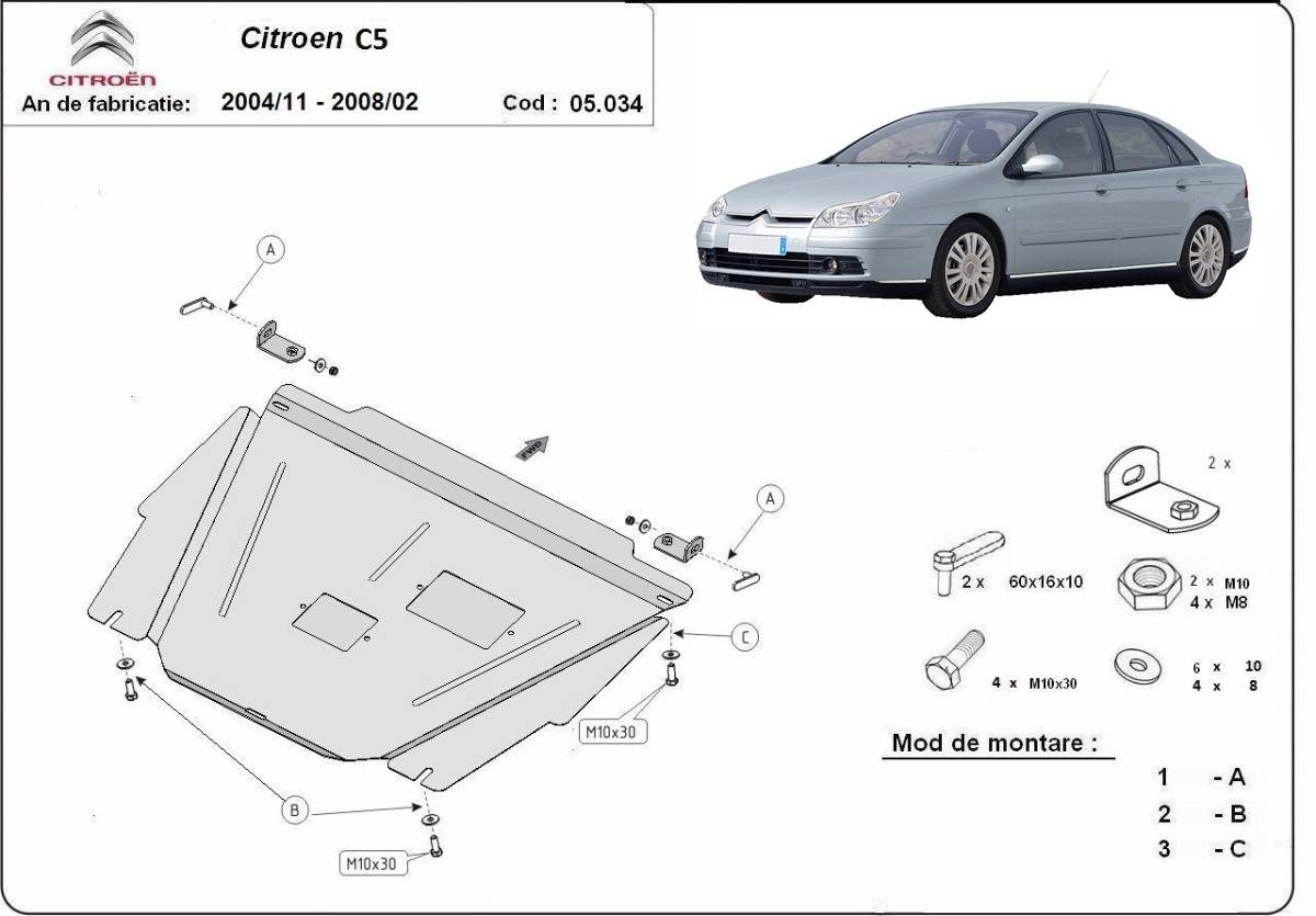 Cubre cárter metálico Citroën C5 (2004-2007) a medida