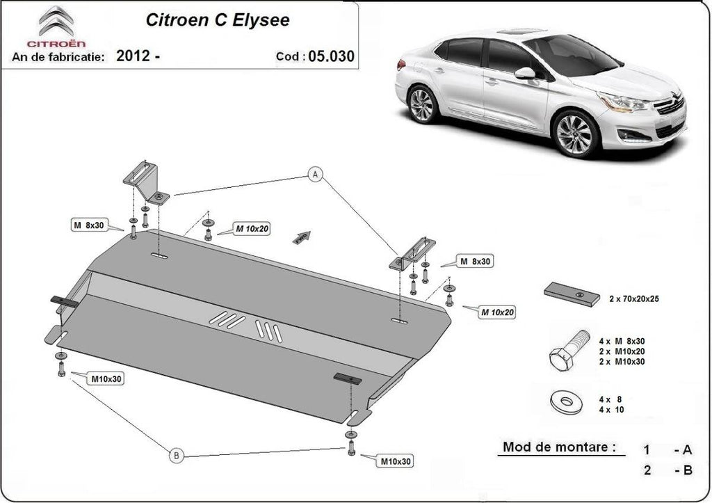 Cubre cárter metálico Citroën C-Elysee (2012-actualidad) a medida