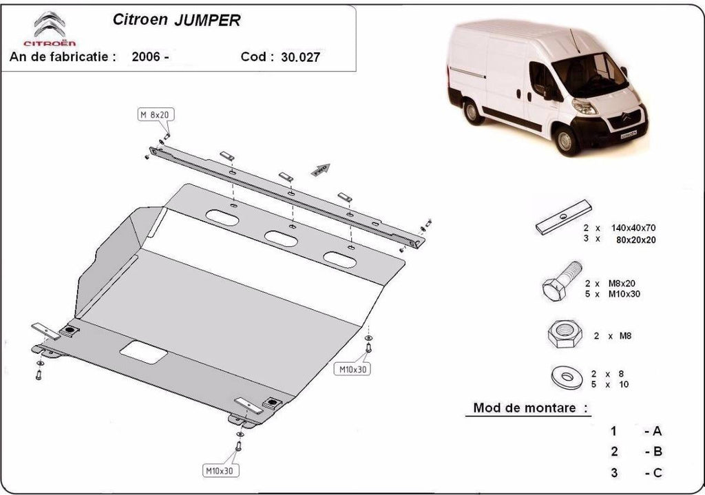 Cubre cárter metálico Citroën Jumper (2006-actualidad) a medida