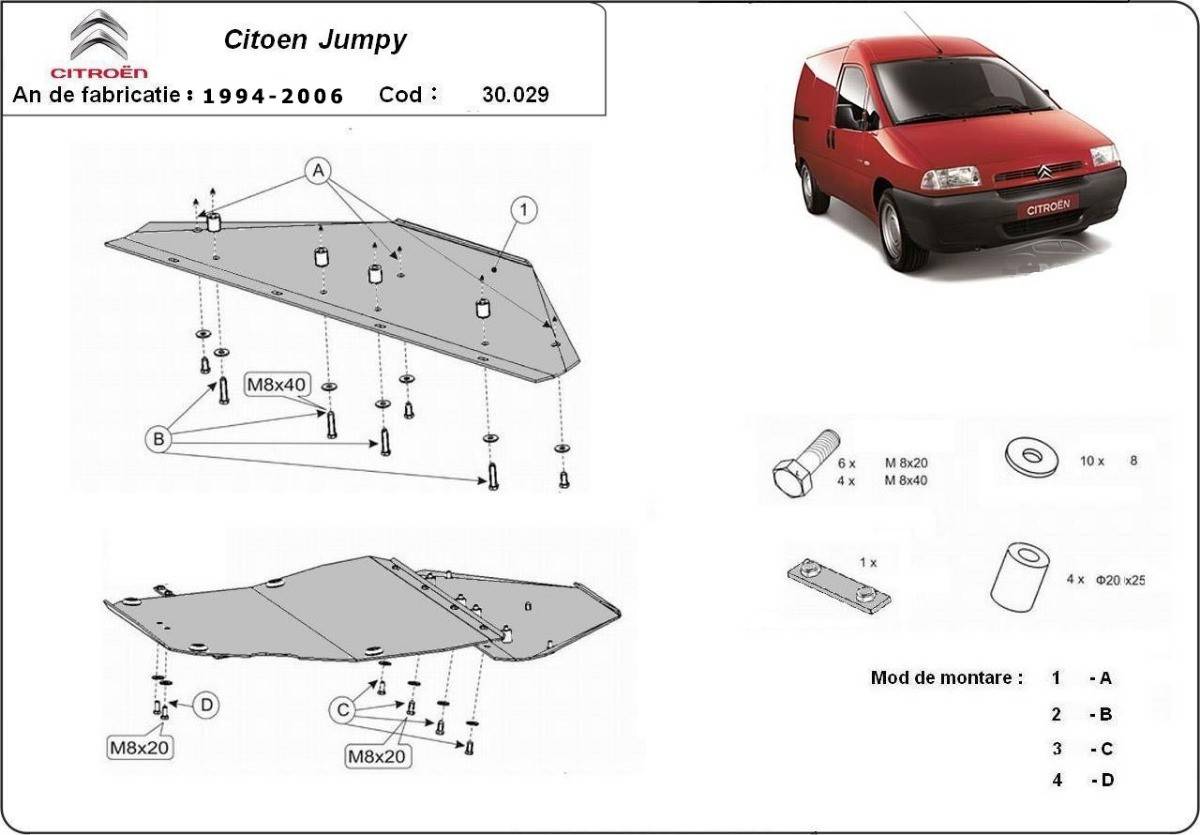 Cubre cárter metálico Citroën Jumpy (1994-2006) a medida