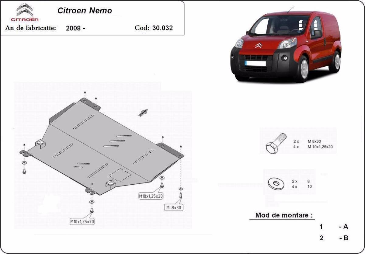 Cubre cárter metálico Citroën Nemo (2008-2017) a medida