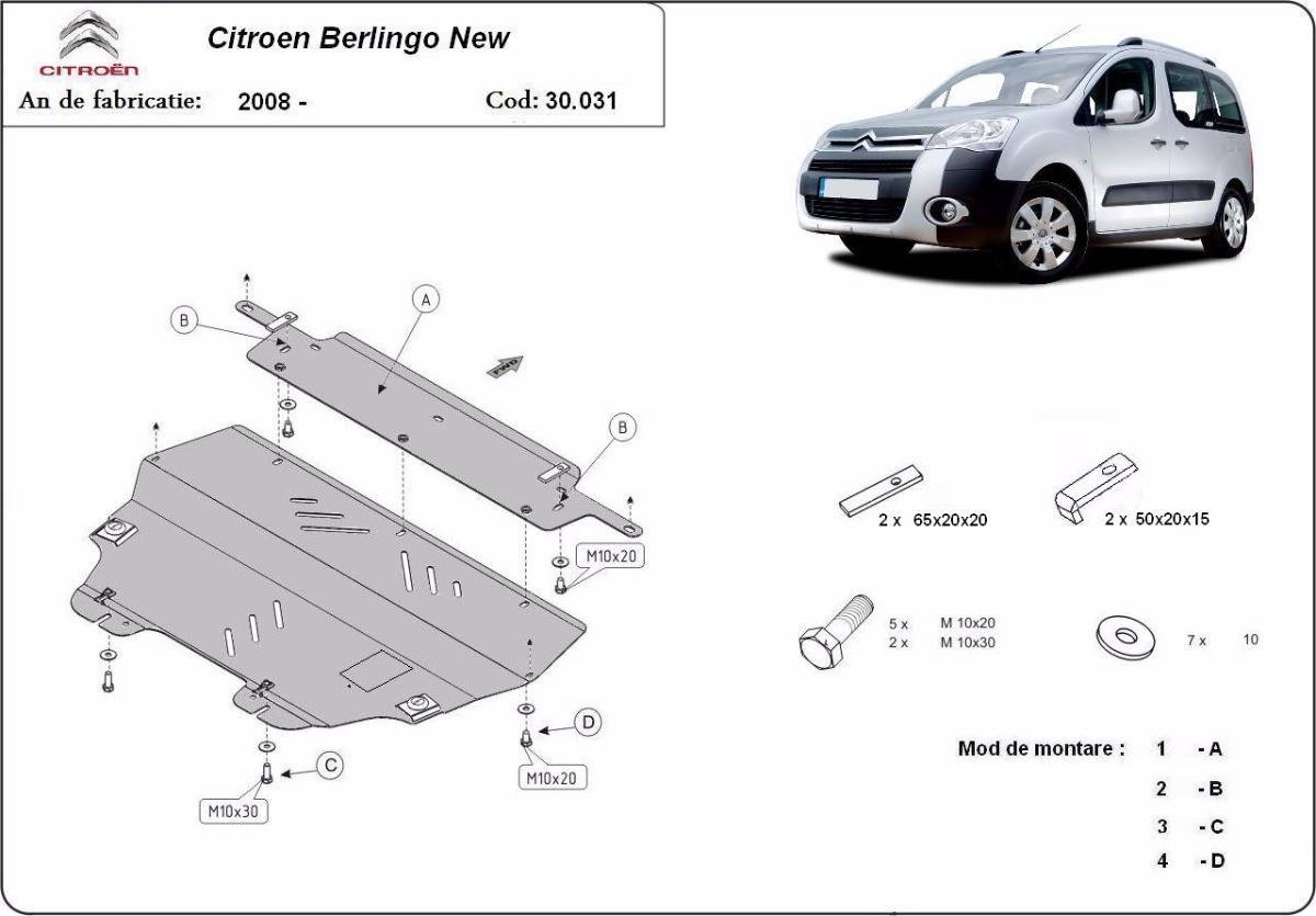 Cubre cárter metálico Citroën Berlingo (2008-2018) a medida
