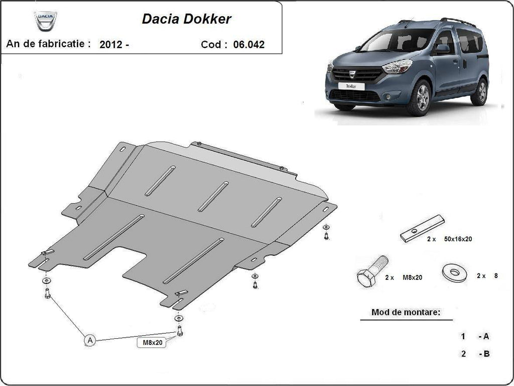 Cubre cárter metálico Dacia Dokker (2012-actualidad) a medida